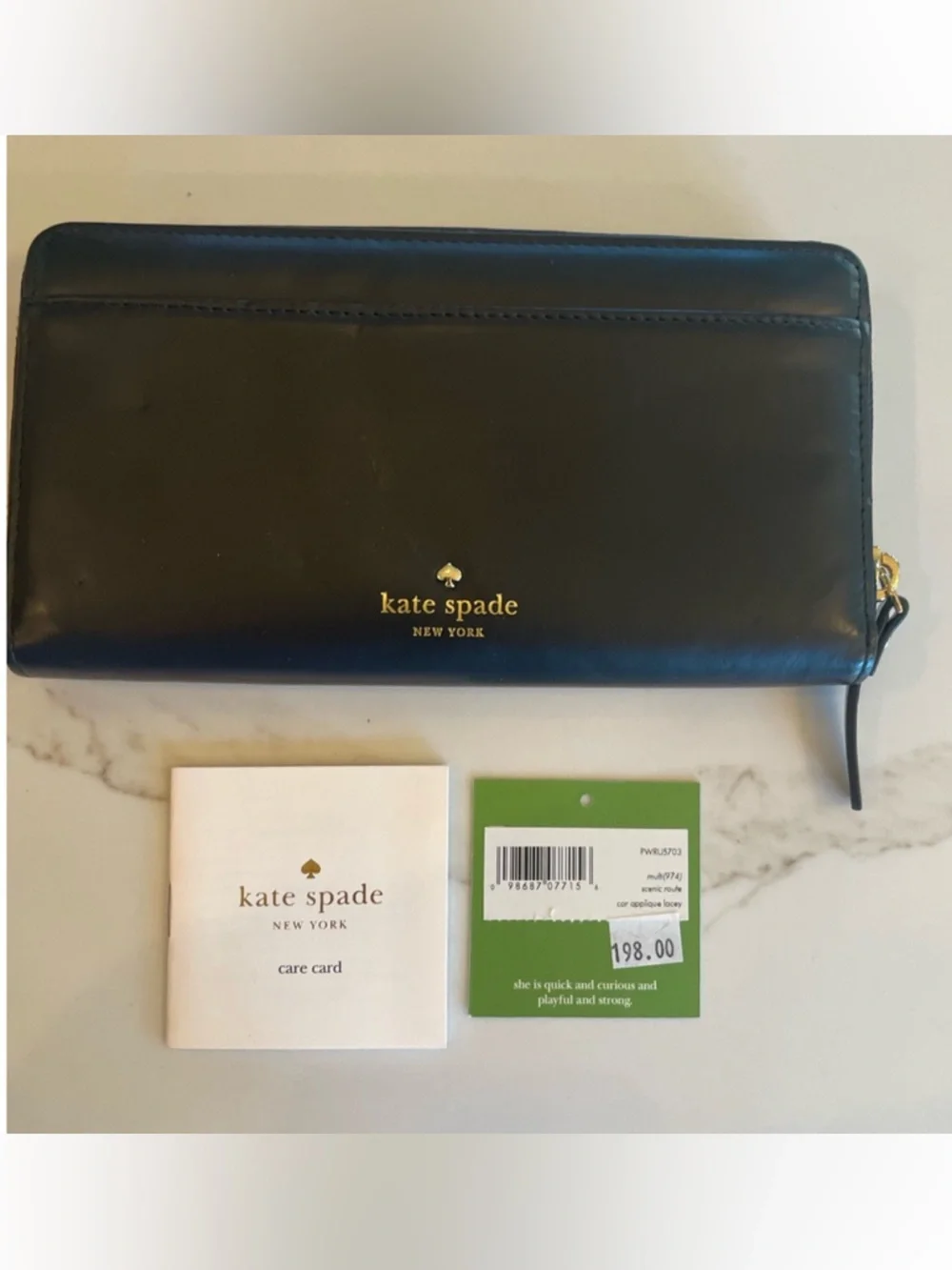Kate Spade New York Scenic Route Car Appliqué black Leather Wallet like new